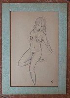 Nude pencil drawing signed