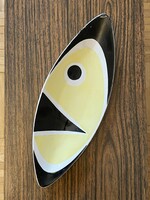 János Török (1932-) Zsolnay yellow black porcelain decorative bowl with repair