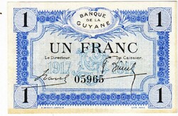 Francia Guyana  1 Francia guyanai frank 1916 REPLIKA