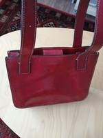 Cowhide burgundy-red women's bag