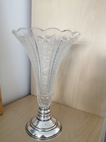 31 cm crystal vase with silver base