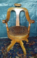 Starting from HUF 1! Antique barber chair! Liftable headrest, rotatable seat! Bent armrest!