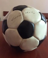 Soccer ball signed by Ferenc Puskás. Original