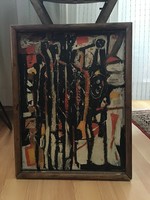 Old modernist oil painting on canvas in a wooden frame