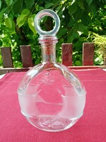 Antique sandblasted renault drinking glass / bottle with original cork --- marked