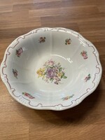 Zsolnay floral salad - porcelain bowl with garnish, marked and numbered