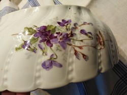 Nagyméretű, antik porcelán tál - ibolyás
