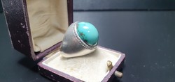 Oriental turquoise stone silver ring.