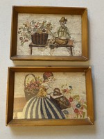 2 pairs of boys and girls antique embroidery in a handwork frame