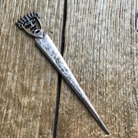 Old silver-plated copper letter opener marked with Harta
