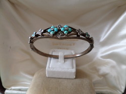 Antique silver bracelet / carreif with turquoises and pearls