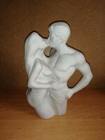 Beautiful work of art - large biscuit porcelain figurine of a kissing couple in love