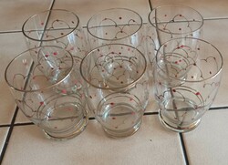 Hand painted midcentury style wine glasses with red and gold hand scoring