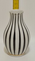Hollóházi fekete csíkos porcelán váza (2666)