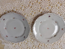 Zsolnay, kedvelt kisvirágos porcelán lapos tányér, 2db