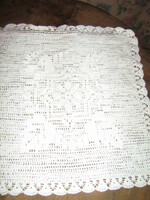 Beautiful snow-white handmade crochet floral decorative pillow