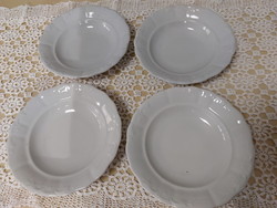 Zsolnay porcelán, fehér, 4db mély tányér