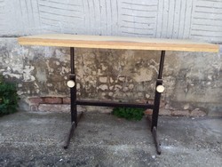 Retro metal frame workshop table, work table, desk - adjustable height