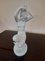 Fehér Herendi porcelán Fésülködő nő, női akt figura