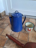 2 literes zománcos zománcozott teáskanna teafőző hagyaték régiség nosztalgia