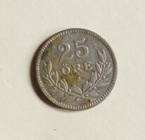 25 Öre , svéd pénz , 1917 , V. Gustav király ideje , ezüst