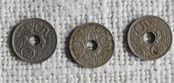 5 Centime , Franciaország , pénz , érme 1925 , 1935 , 1936 , 3 db.