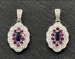 Fabulous rhodolite, iolite gemstone earrings 925 silver new