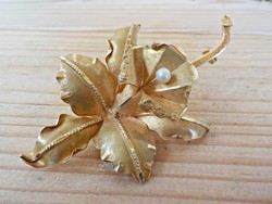 18K gold-plated floral brooch