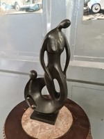 Abstract human figures black marble sculpture