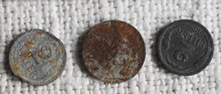 2 Filér 1940 , 1943 , Budapest , money , coin , Kingdom of Hungary 3 pieces
