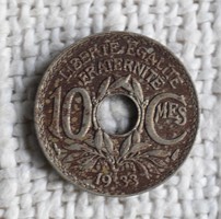 10 Centime , Franciaország , pénz , érme 1925 , 1935 , 1936 , 3 db.
