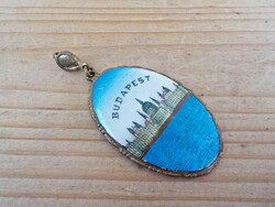 Antique Budapest fire enamel copper pendant