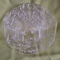 Vintage! German walterglass crystal, bird glass plate