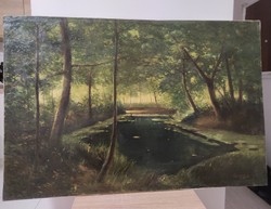 Beregi József-erde stream landscape, oil on canvas painting.