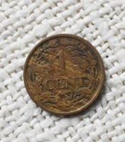 1 cent holland 1917 , Hollandia , Wilhelmina királynő , pénz , érme