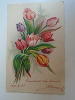 D196226  Virágos képeslap  - tulipán csokor    - 1930