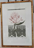 tibor Zala (1920 - 2004): rooster flower, 1980. E.A. I/xii. Etching