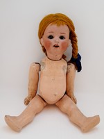 Antik Heubach-Köppelsdorf porcelánfejű baba rossz állapotban