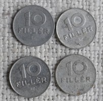 10 Fillér 1971 , 1975 , 1986 , money , coin , Hungarian People's Republic 4 pieces