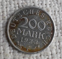 200 Mark F , német márka , 1923 , Német Birodalom , pénz , érme