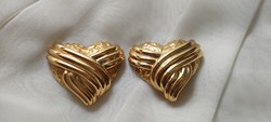 Vintage ysl yves saint laurent heart-shaped bijou clip, pair of earrings