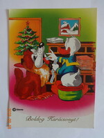 Walt Disney grafikus karácsonyi képeslap - Donald kacsa