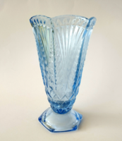 Beautiful old Czech blue thick glass vase