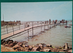Balaton, strand, fürdőzők, postatiszta képeslap, 1976
