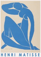 Henri Matisse Kék akt II. 1952 francia modern művészeti plakát papírkivágás decoupage kék női alak