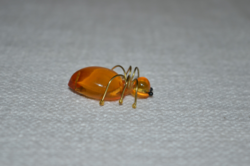 Amber Effect Spider Brooch
