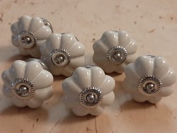 Porcelain furniture buttons 6 pieces in one, provence, vintage