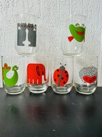 Children's patterned, animal glass cups
