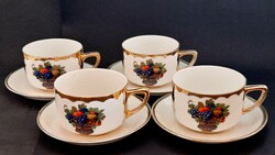 Victoria Czechoslovakia porcelain teacups with bottoms, 4 in one