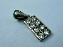 Very nice old stone silver pendant in art deco shape